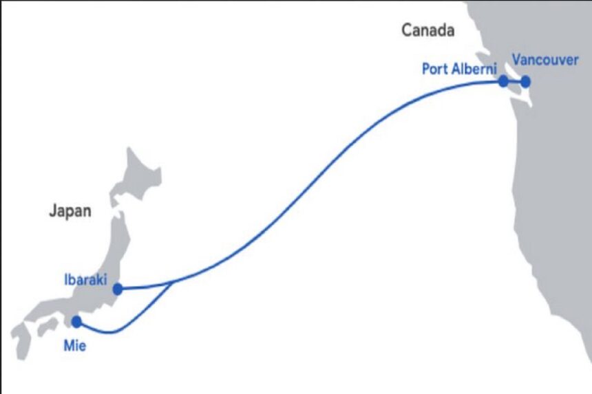 Mox Joins Google’s Topaz Subsea Cable, Expanding Global Connectivity Between Canada and Japan | Image Credit : submarinenetworks.com